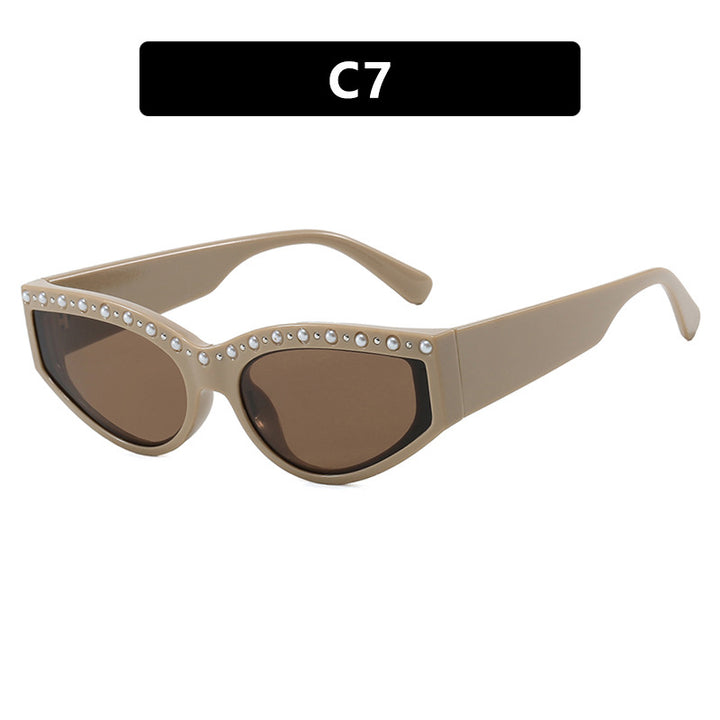 Women's Cat-Eye Sunglasses with Sparkling Rhinestone Accents and Animal Pattern Stornfield