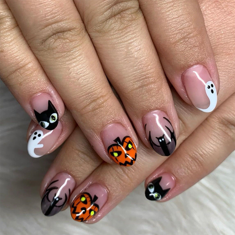 Artistic Halloween-Themed Press-On Nail Art Stornfield 1787543212