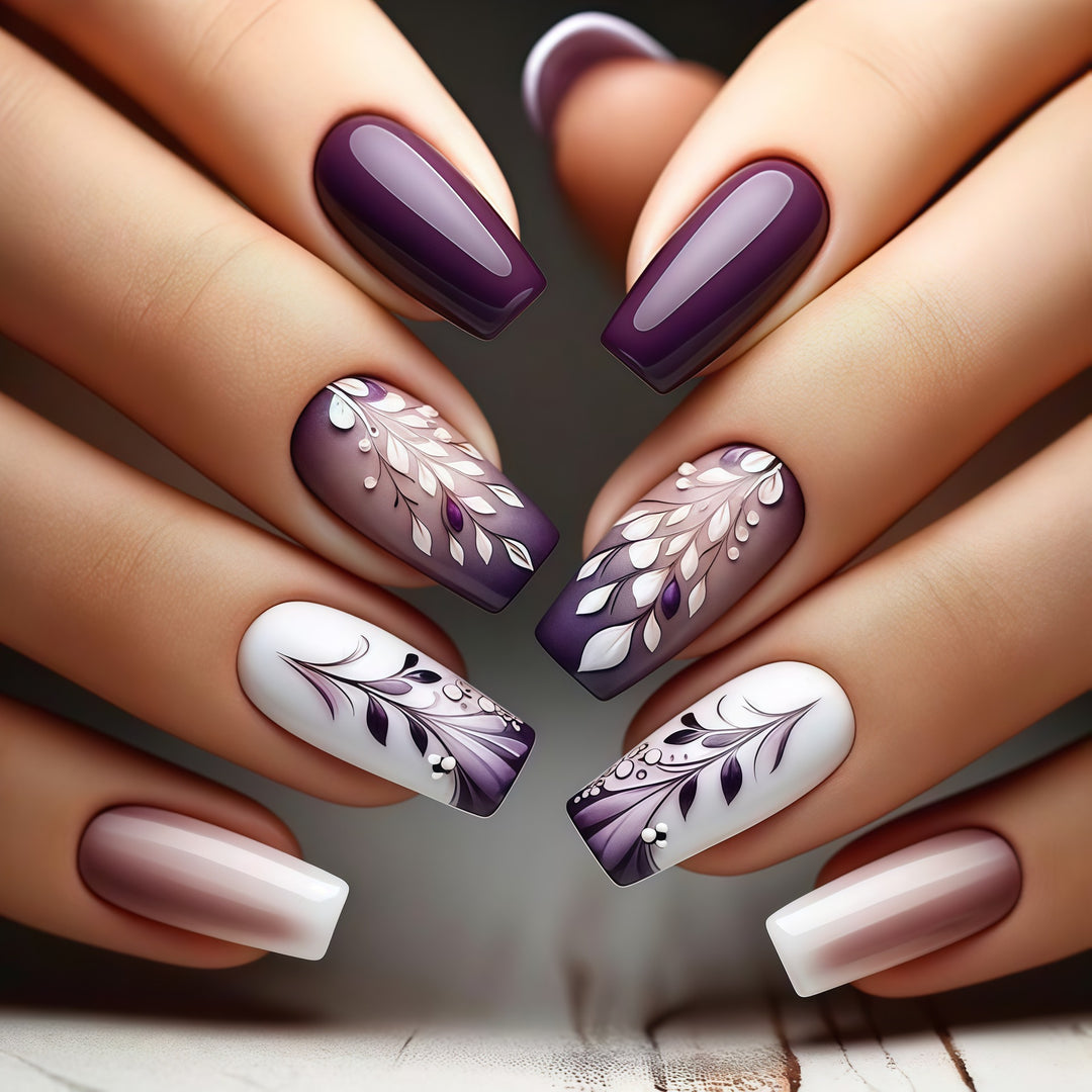 Artificial nails with elegant floral design Stornfield