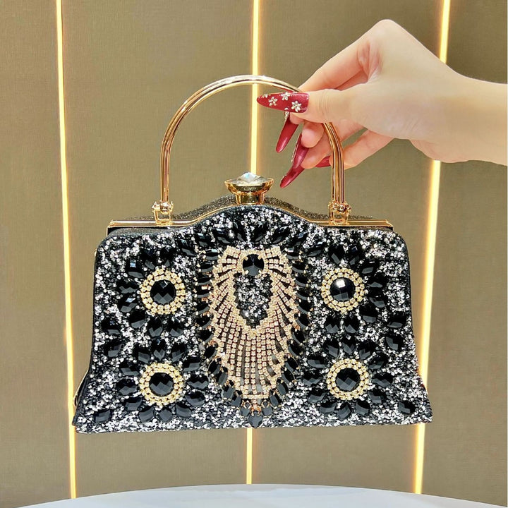 Decorative Crystal-Studded Evening Handbag