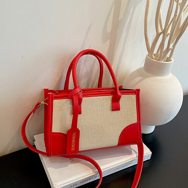 Structured Canvas and Faux Leather Tote