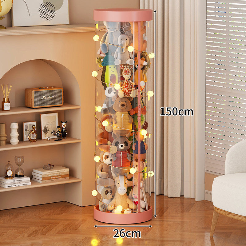 Tall Transparent Cylindrical Plush Toy Display & Storage Tower