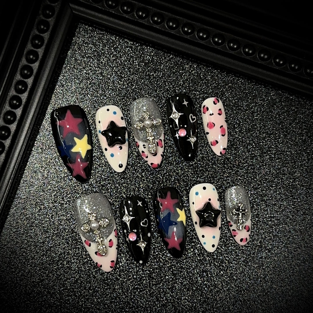 Artistic Star-Themed Press-On Nail Set
