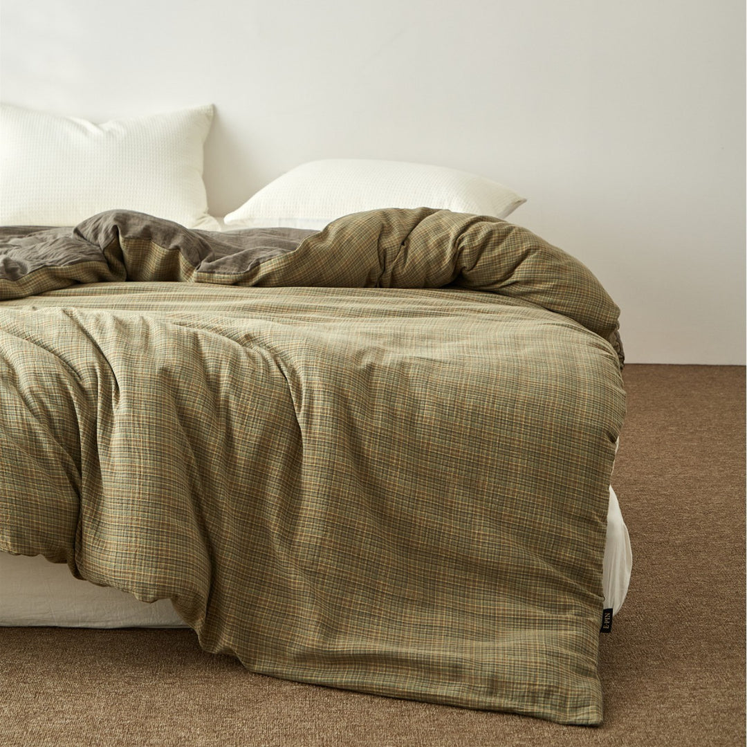 Washed Crinkle Linen-Blend Textured Duvet Cover