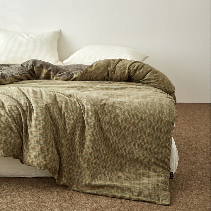Washed Crinkle Linen-Blend Textured Duvet Cover