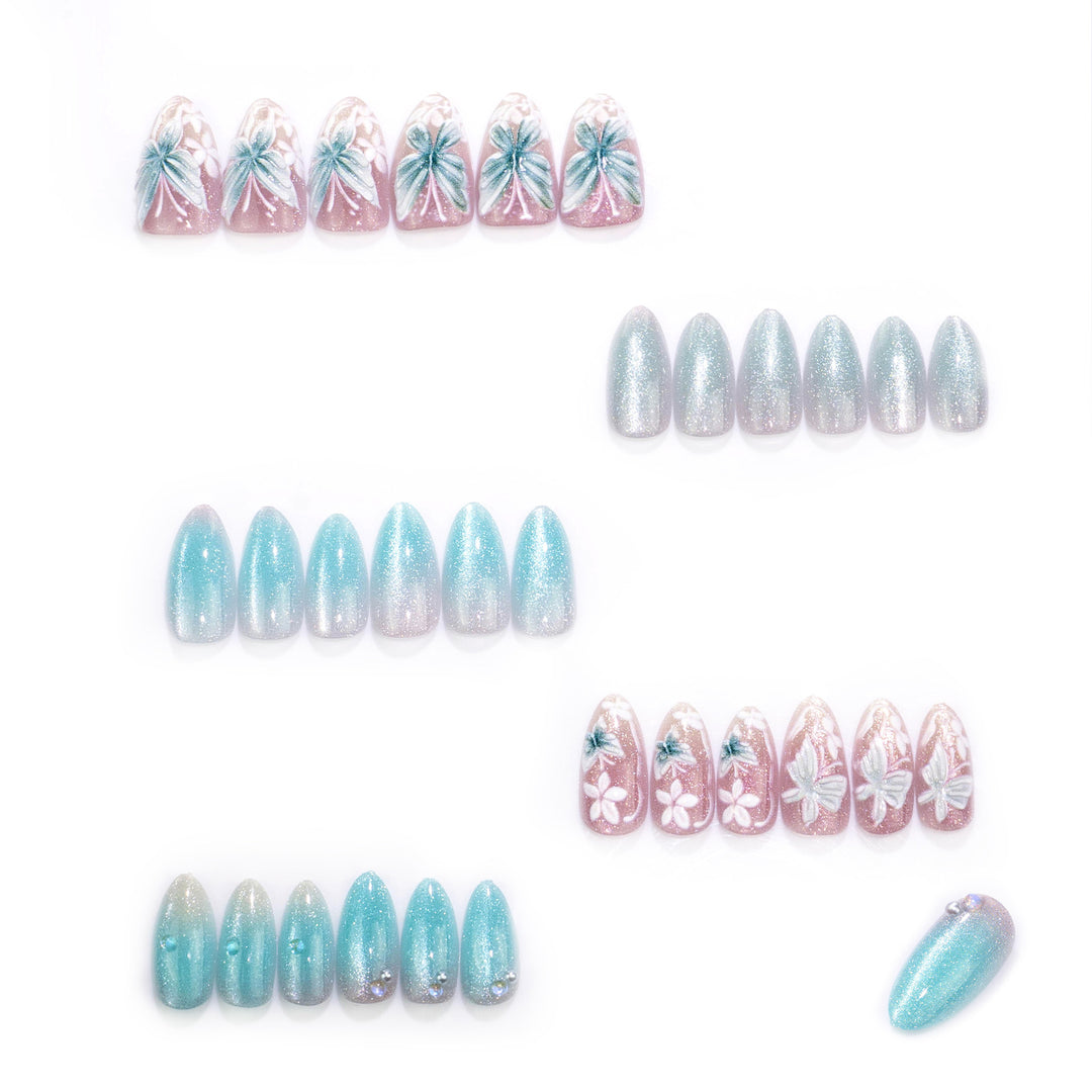 Butterfly Floral Press-On Nail Art Set Stornfield