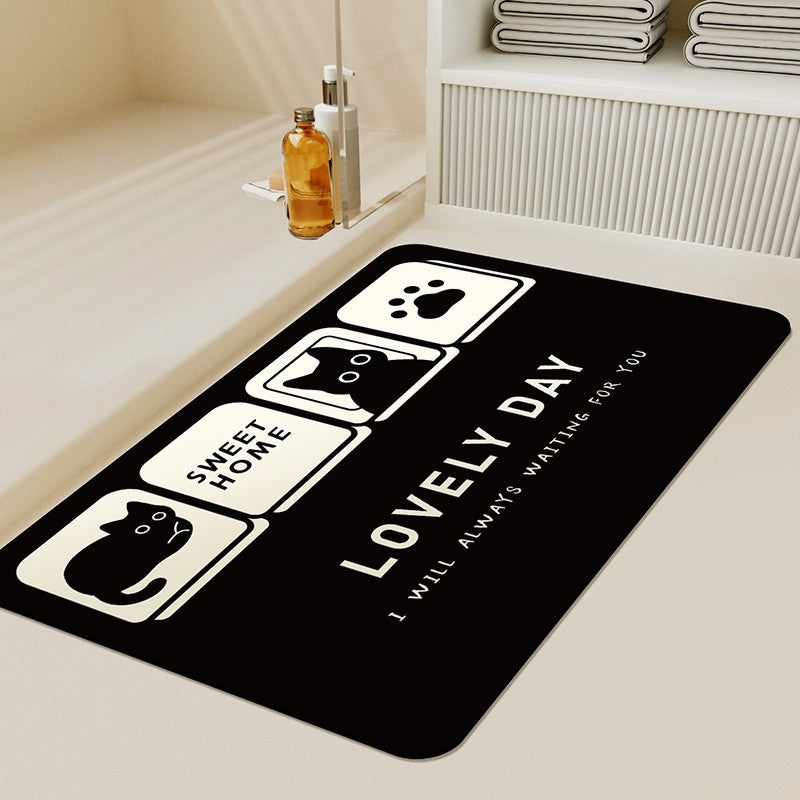 Cute Cat-Shaped Plush Bath Rug