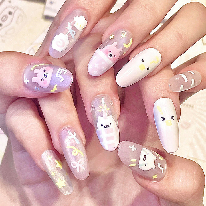 Playful Animal-Themed Press-On Nail Art Stornfield
