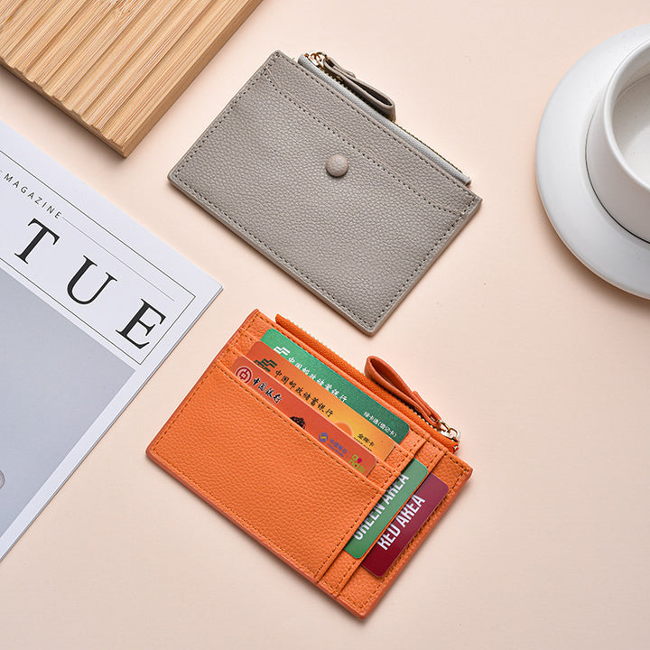 Textured  Leather Zip Card Holder Stornfield