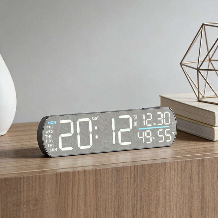Digital alarm clock with wood look and temperature display Stornfield