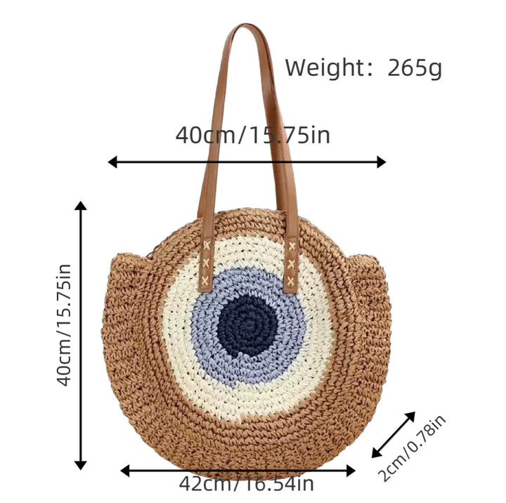 Braided basket bag with unique round design and elegant shoulder straps Stornfield
