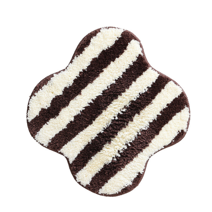 High-pile bath mat rug with diagonal stripe structure and organic shape Stornfield