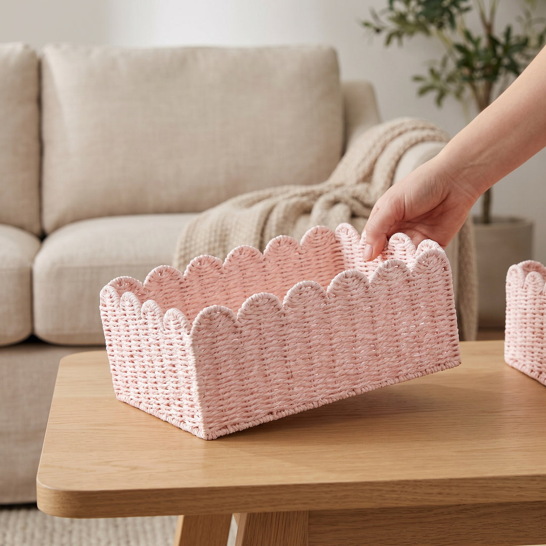 Modern storage basket with wavy edge Stornfield