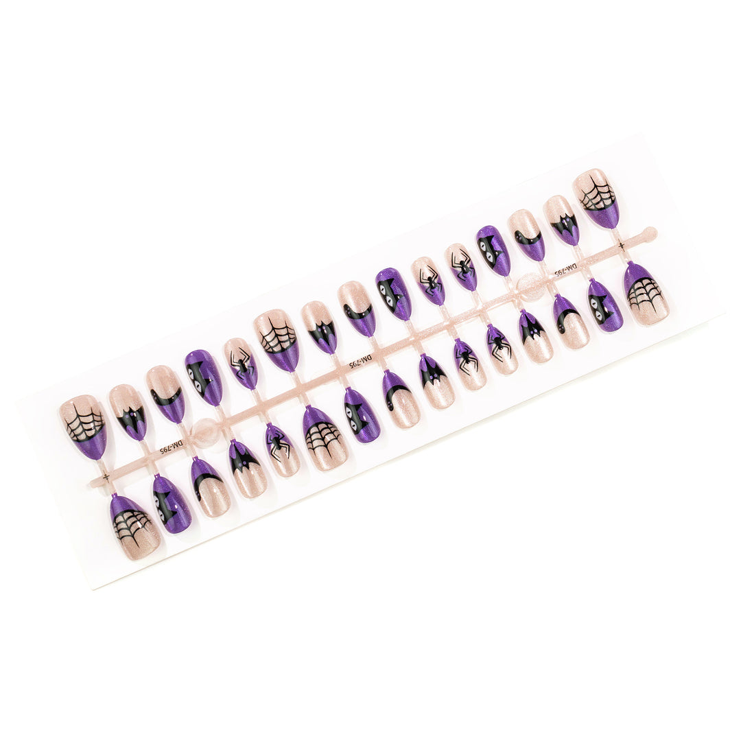 Gothic Spider Web Press-On Nail Art Set
