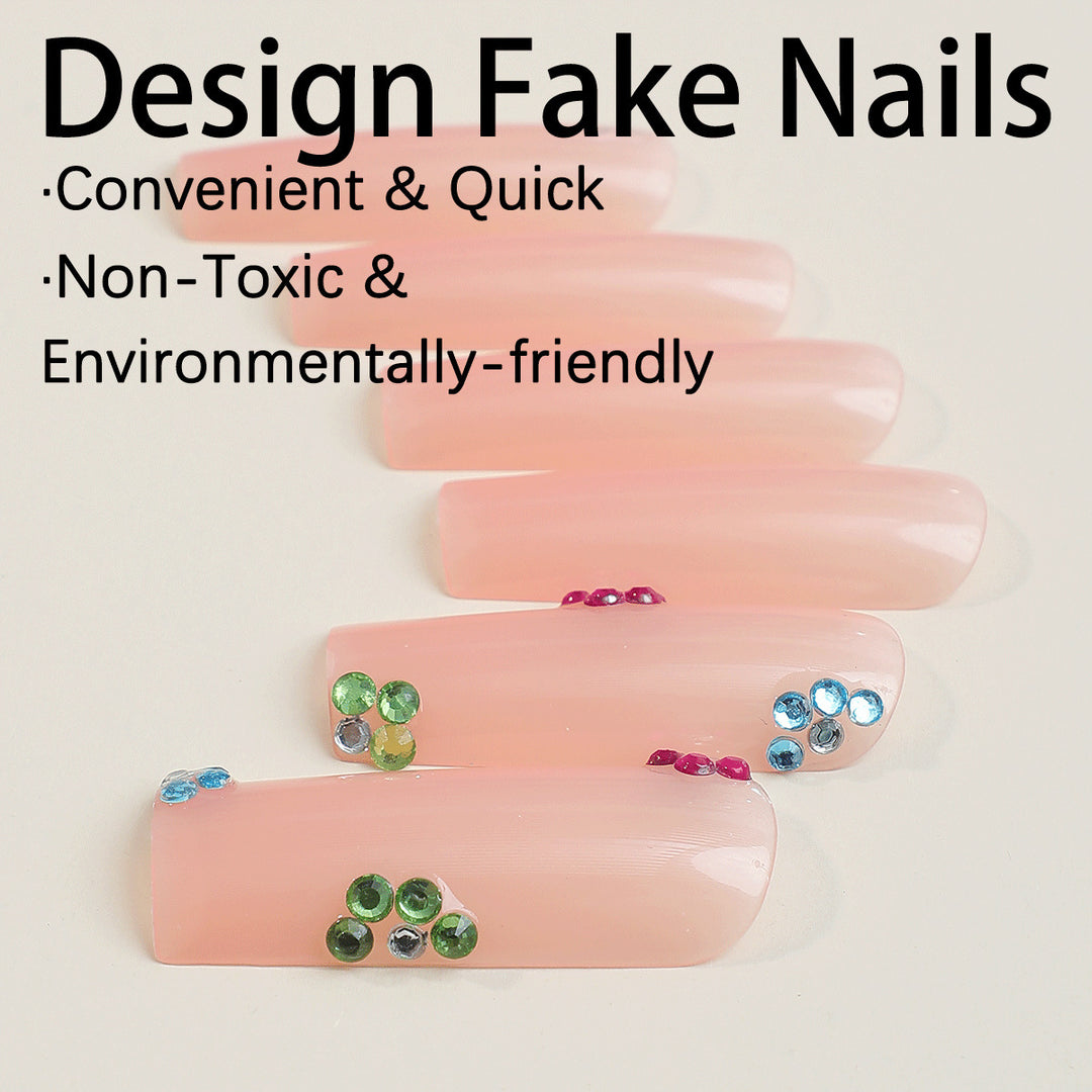 Artificial nail set with rhinestone accents Stornfield