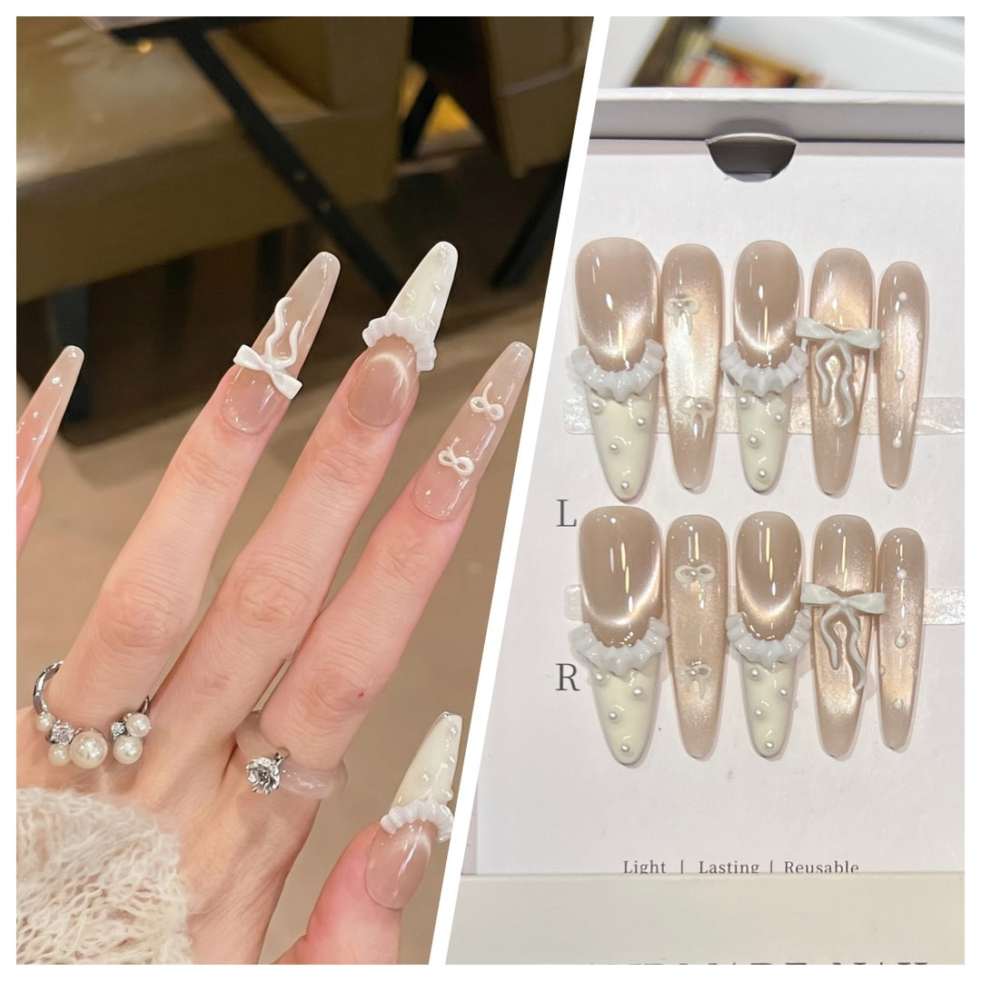 Artistic Stiletto Press-On Nail Set with Charming Patterns Stornfield