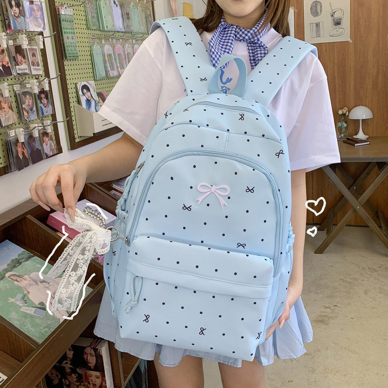 Polka Dot Design Backpack with Multi-Pocket Features Stornfield