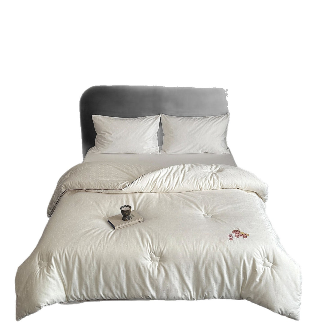 All-Season Down-Alternative Quilted Duvet Comforter with Embroidered Accent