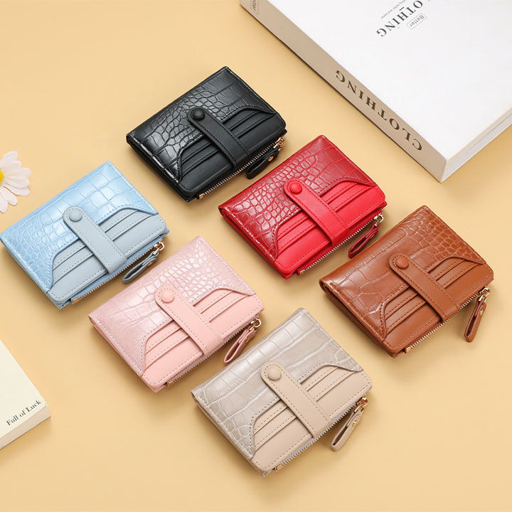 Compact Crocodile-Texture Zip Card Wallet Stornfield