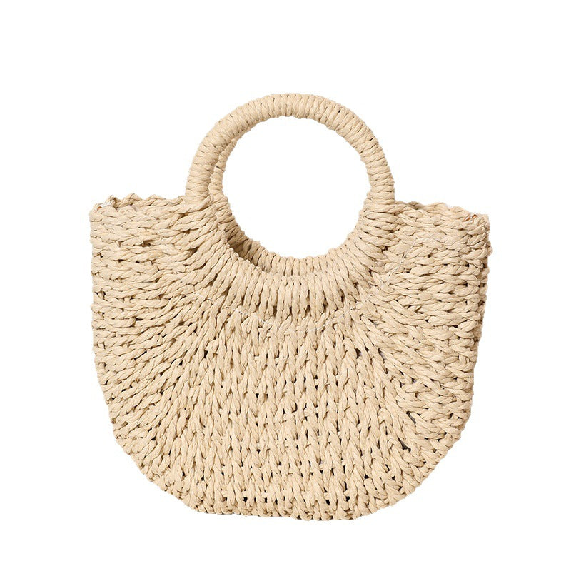 Trendy Bast Bag with Round Handle and Textured Design Stornfield