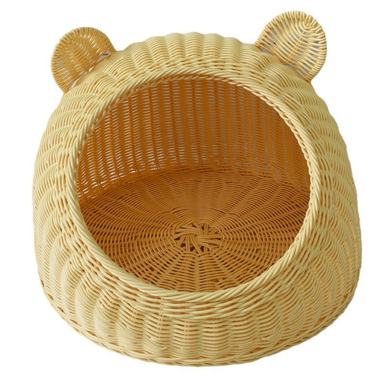 Playful Bear-Shaped Woven Pet Bed Stornfield