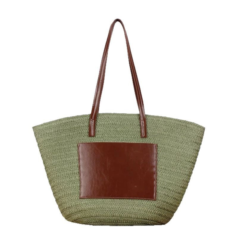 Fashionable straw bag with leather accents Stornfield