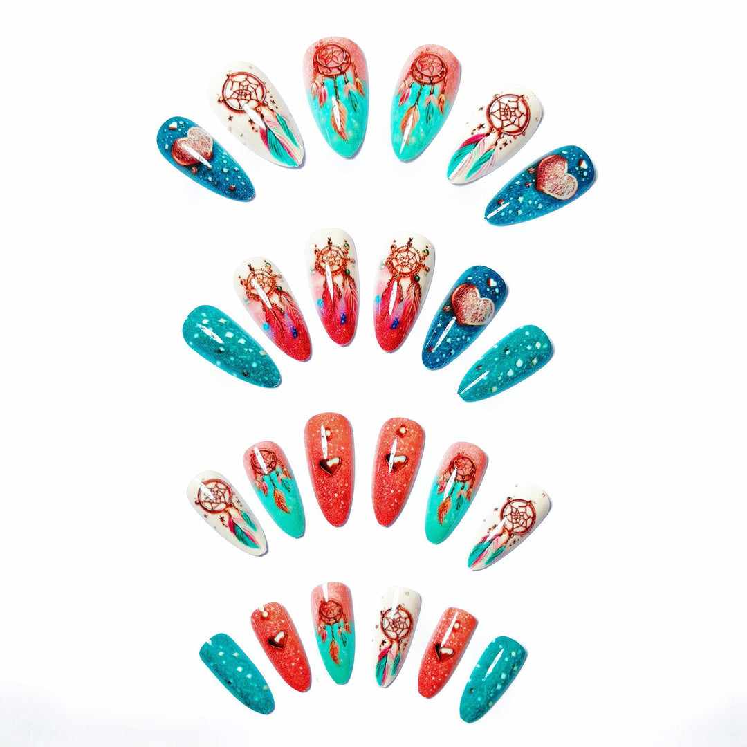 Artificial nails with intricate dreamcatcher design Stornfield