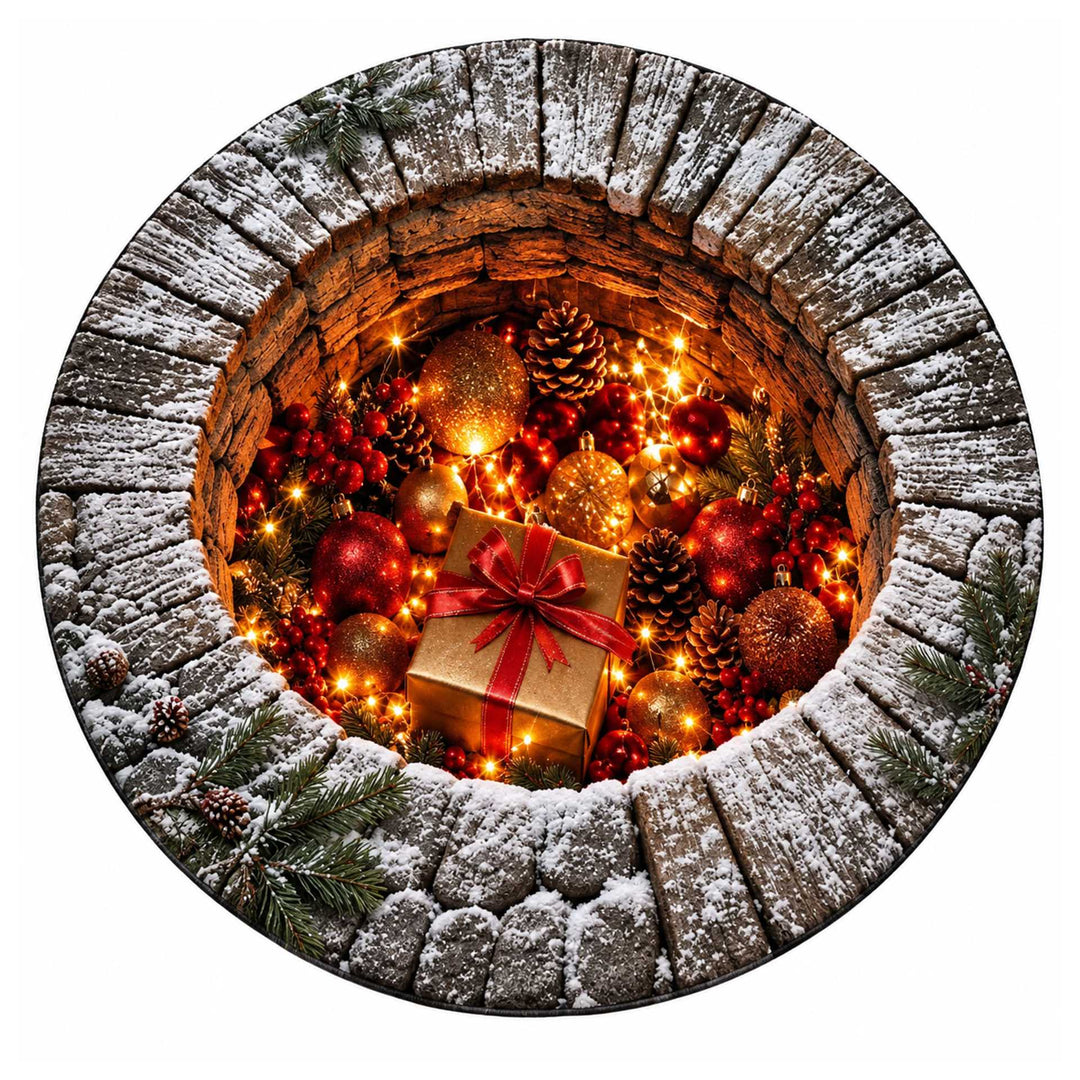 Festive Santa Claus Themed Round Mat for Home