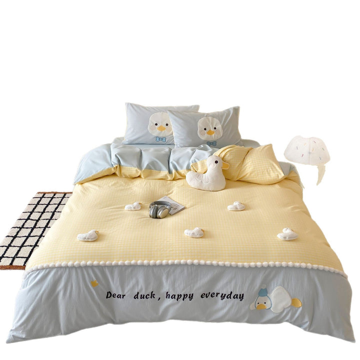 Children's Duck-Themed Cotton Sateen Duvet Cover & Comforter Bedding Set