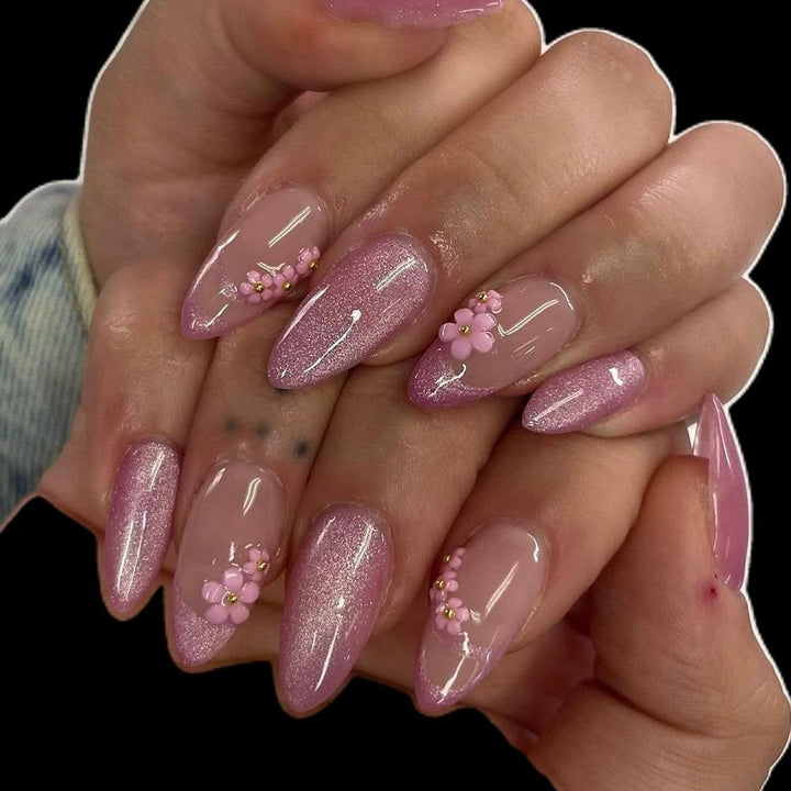 Floral Glitter Nail Art Extensions Stornfield
