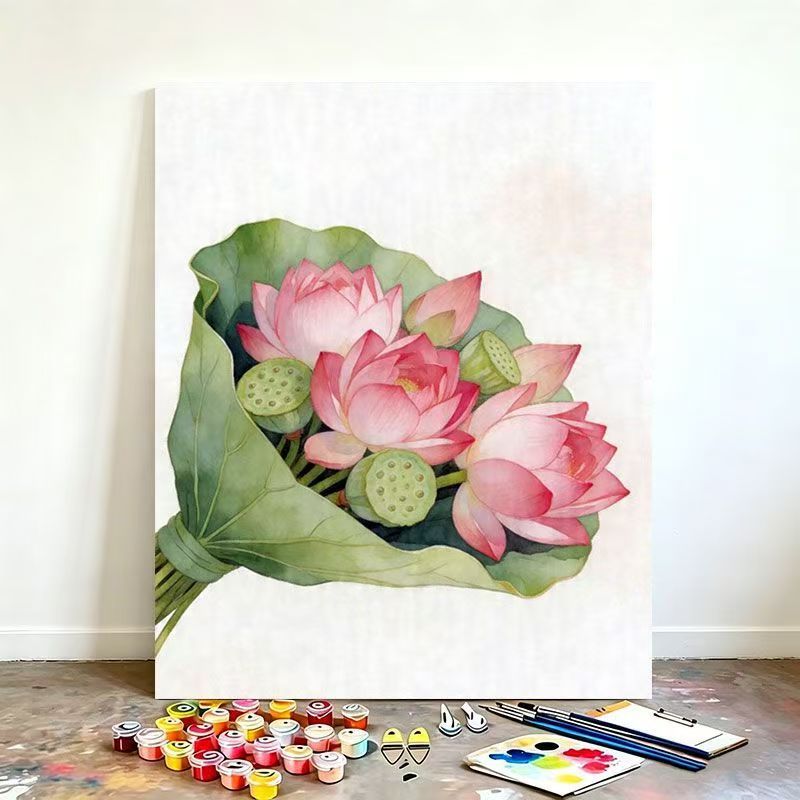 Watercolor Lotus Flower Canvas Art Kit Stornfield