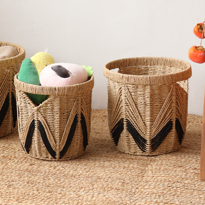 Decorative basket with graphic pattern Stornfield