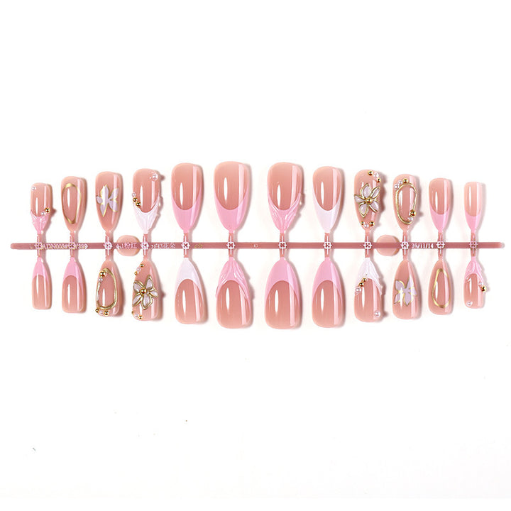 Decorative Press-On Nail Set with Floral Designs Stornfield