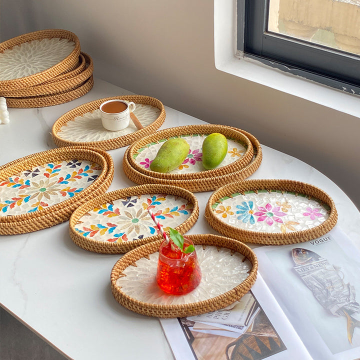 Ladies Elegant Serving Plate Set made of handwoven natural material Stornfield