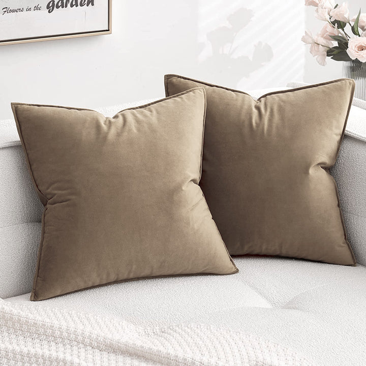 Plush Velvet Square Throw Pillow Set with Hidden Zipper and Down-Alternative Insert