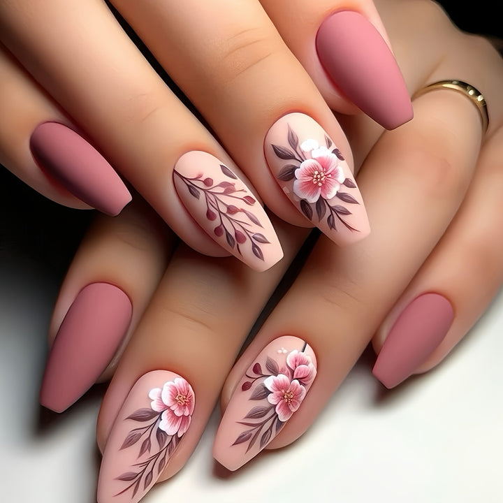 Floral Art Acrylic Nail Set Stornfield