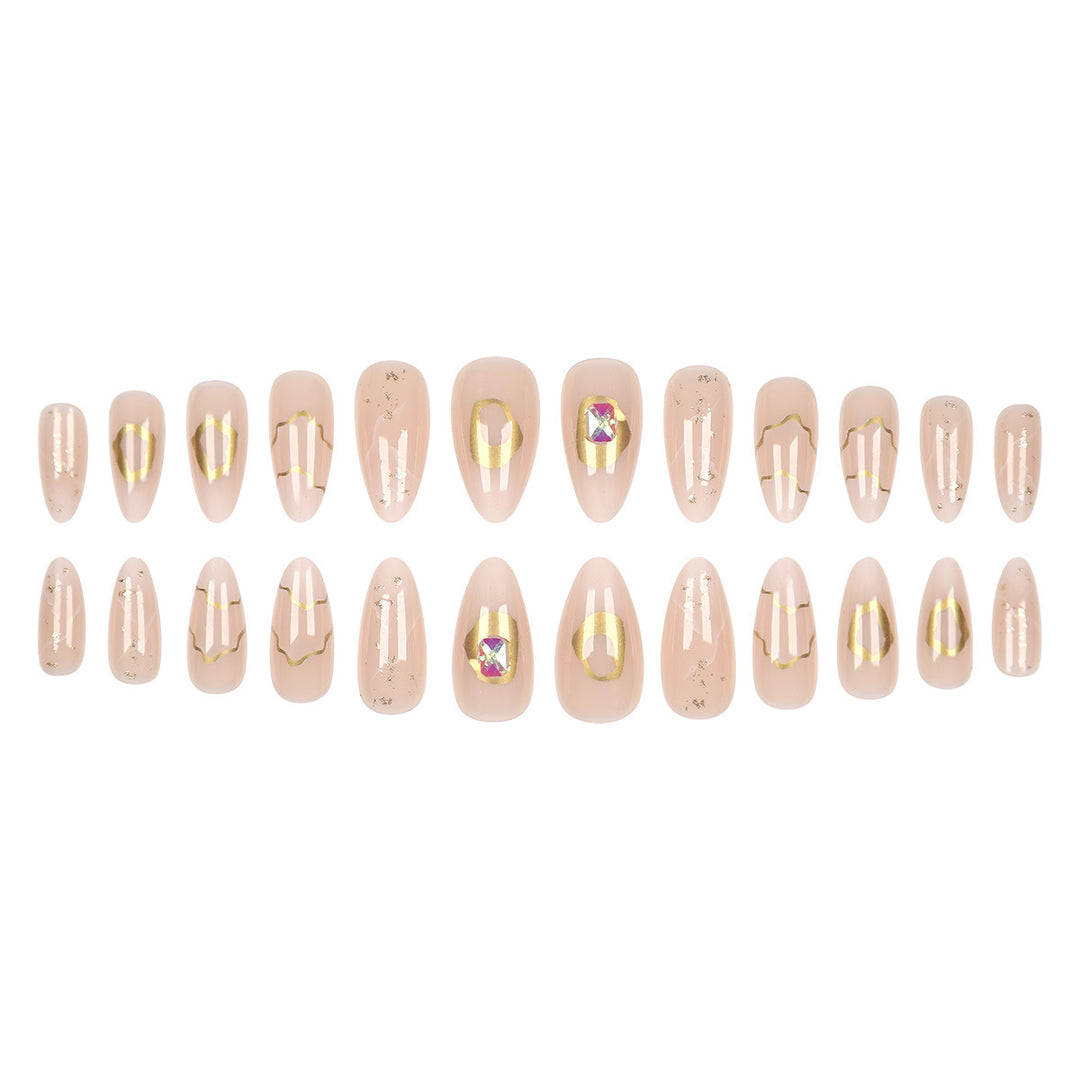 Elegant Stiletto Press-On Nail Set with Gold Accents Stornfield