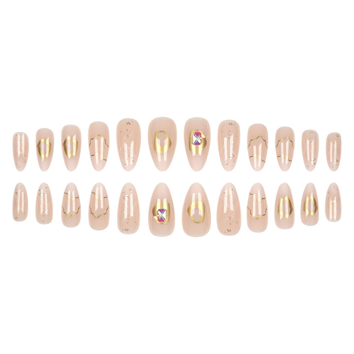 Elegant Stiletto Press-On Nail Set with Gold Accents Stornfield