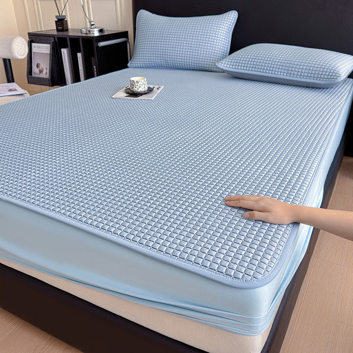Waterproof mattress protector fitted sheet with breathable PU coating and extra deep pocket
