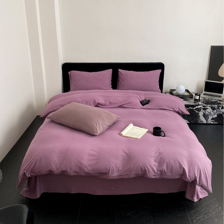 Washed Cotton Duvet Cover Set with Breathable Percale Weave, Deep Corner Ties & Envelope Pillowcases