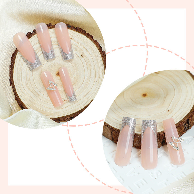 Elegant Silver Glitter Press-On Nail Set Stornfield