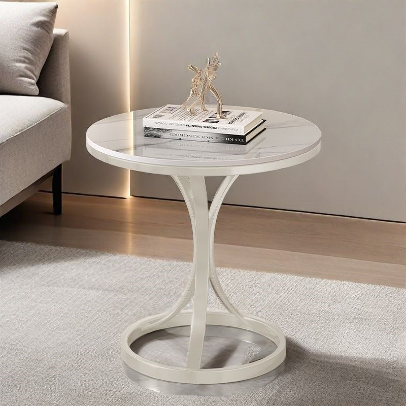 Modern Round Accent Table with Sleek Metal Base Stornfield