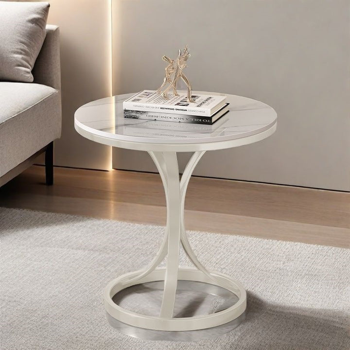 Modern Round Accent Table with Sleek Metal Base Stornfield