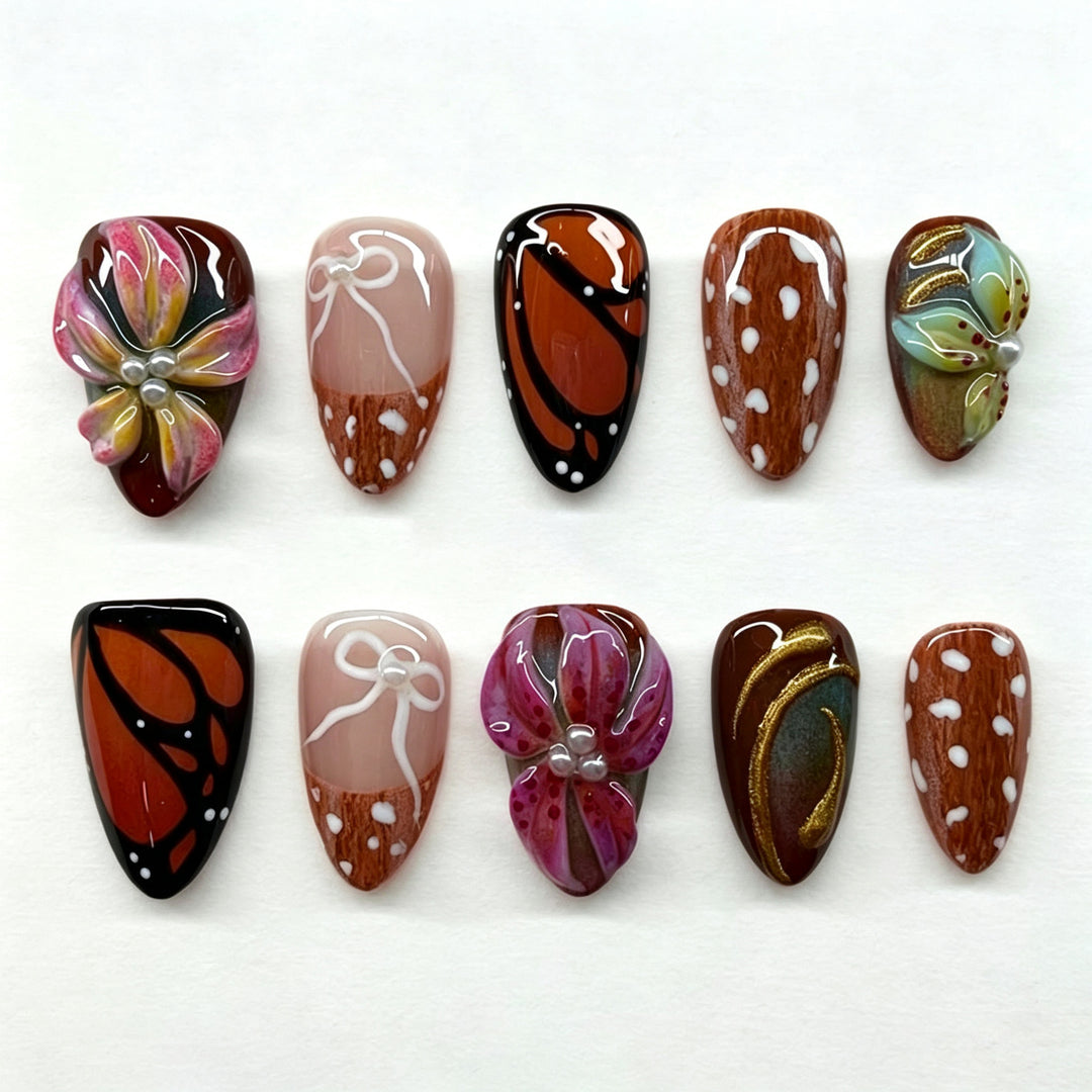 Artistic Floral Glam Press-On Nail Art Stornfield