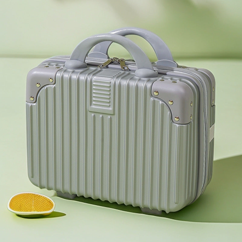 structured hard-shell vanity travel case with faux-leather corner reinforcements and dual top handles Stornfield