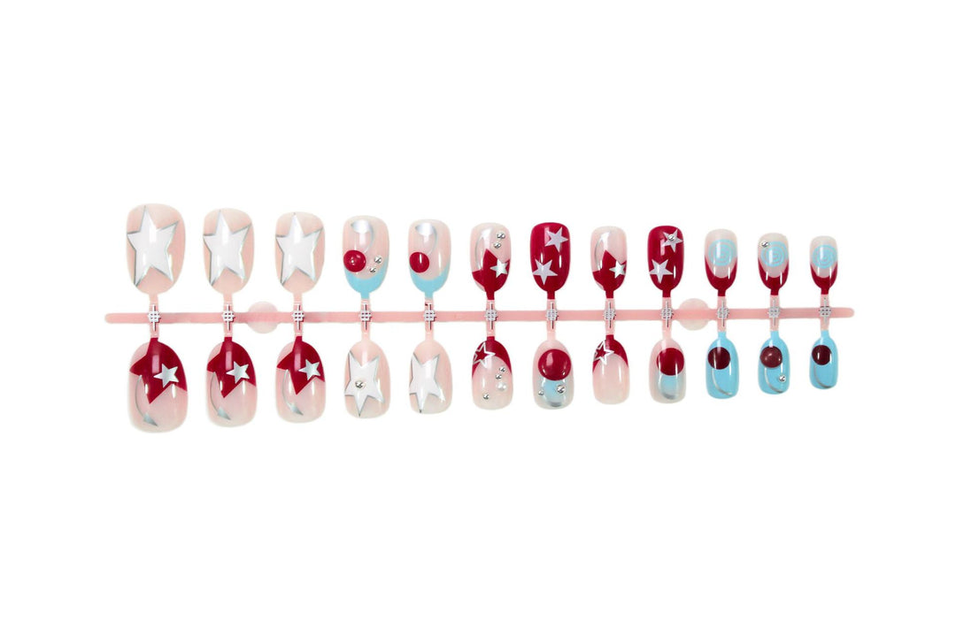Acrylic nail set with stylish star and fruit motifs Stornfield