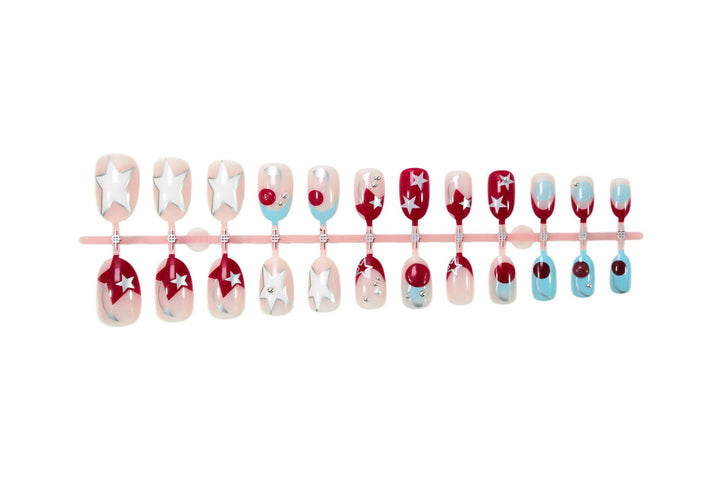 Acrylic nail set with stylish star and fruit motifs Stornfield