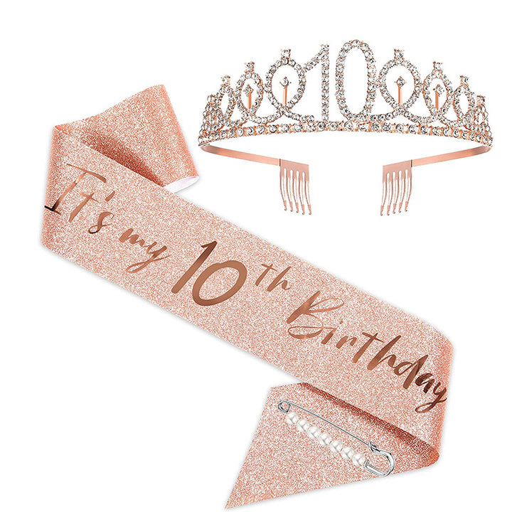 Ladies Sparkling Tiara with personalized 80th Birthday Inscription Stornfield