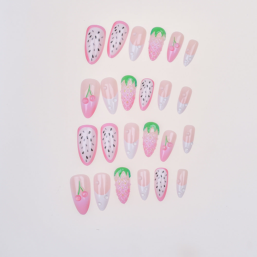 Artistic Fruit-Themed Press-On Nail Set Stornfield