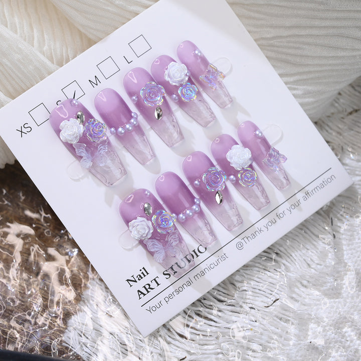 Floral Embellished Press-On Nail Set Stornfield
